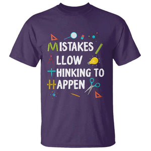 Math Teacher T Shirt Mistakes Allow Thinking To Happen Vintage Mathematical TS11 Purple Print Your Wear