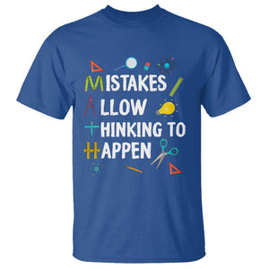 Math Teacher T Shirt Mistakes Allow Thinking To Happen Vintage Mathematical TS11 Royal Blue Print Your Wear