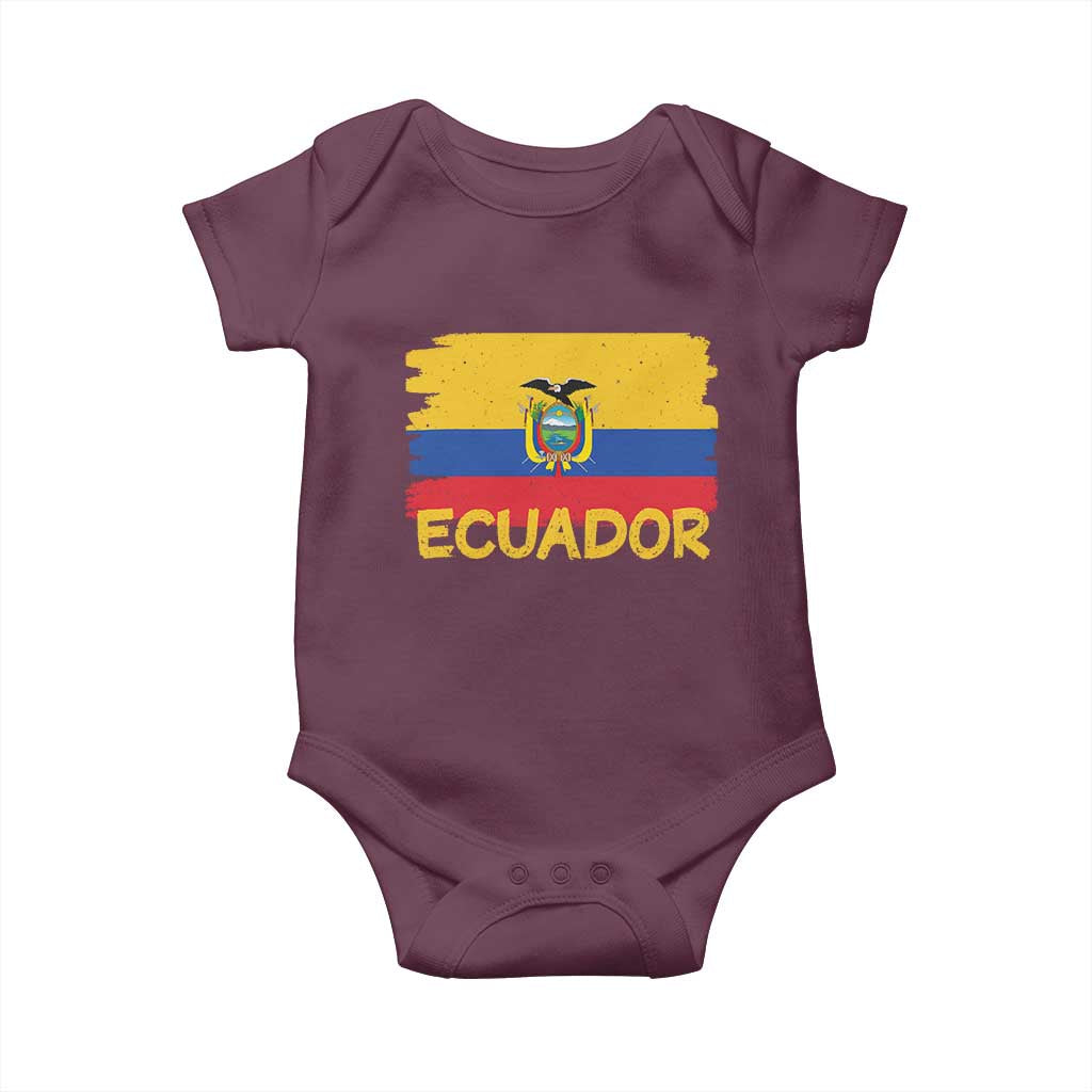 Ecuadorian Heritage Brushstroke Ecuador Flag Graphic Baby Onesie TS11 Maroon Print Your Wear