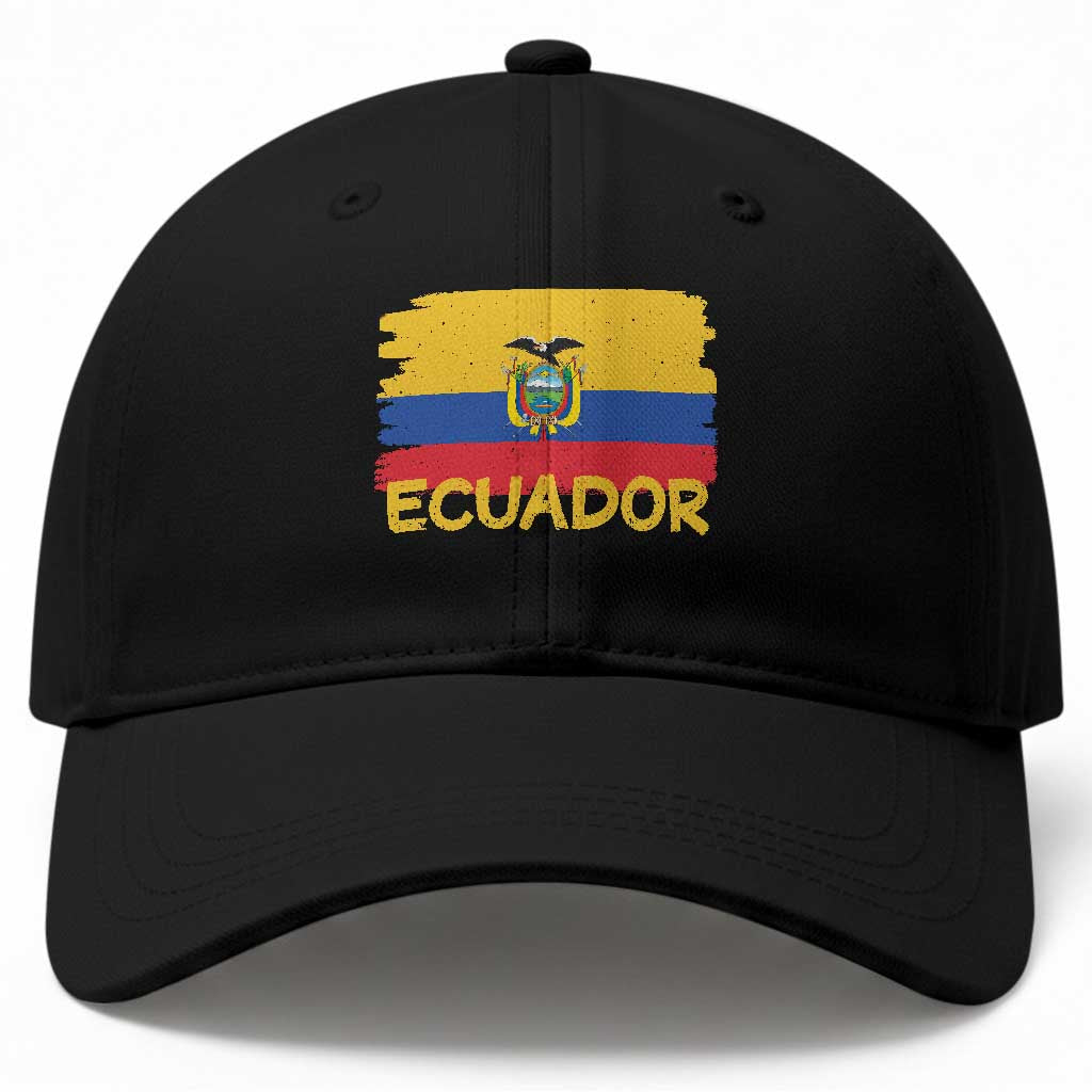 Ecuadorian Heritage Brushstroke Ecuador Flag Graphic Baseball Cap TS11 Print Your Wear