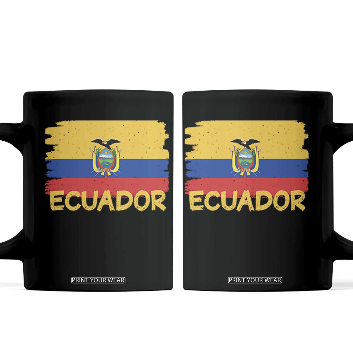 Ecuadorian Heritage Brushstroke Ecuador Flag Graphic Coffee Mug TS11 Black Print Your Wear