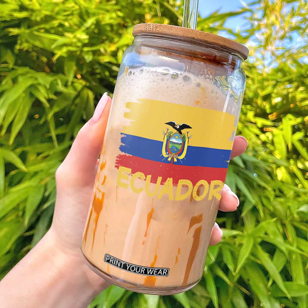 Ecuadorian Heritage Brushstroke Ecuador Flag Graphic Glass Can TS11 Black Print Your Wear