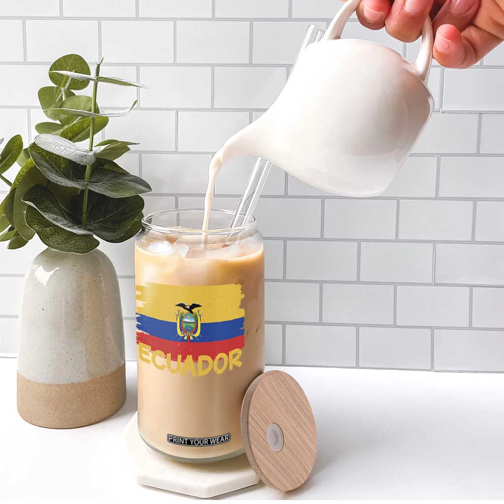Ecuadorian Heritage Brushstroke Ecuador Flag Graphic Glass Can TS11 Print Your Wear