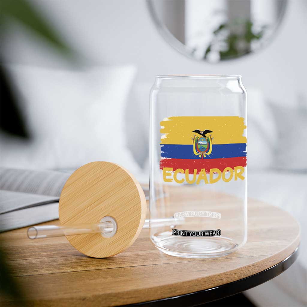 Ecuadorian Heritage Brushstroke Ecuador Flag Graphic Glass Can TS11 Print Your Wear