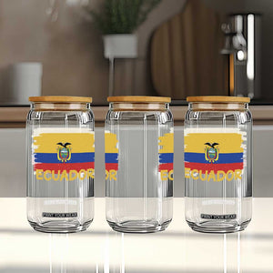 Ecuadorian Heritage Brushstroke Ecuador Flag Graphic Glass Can TS11 Print Your Wear