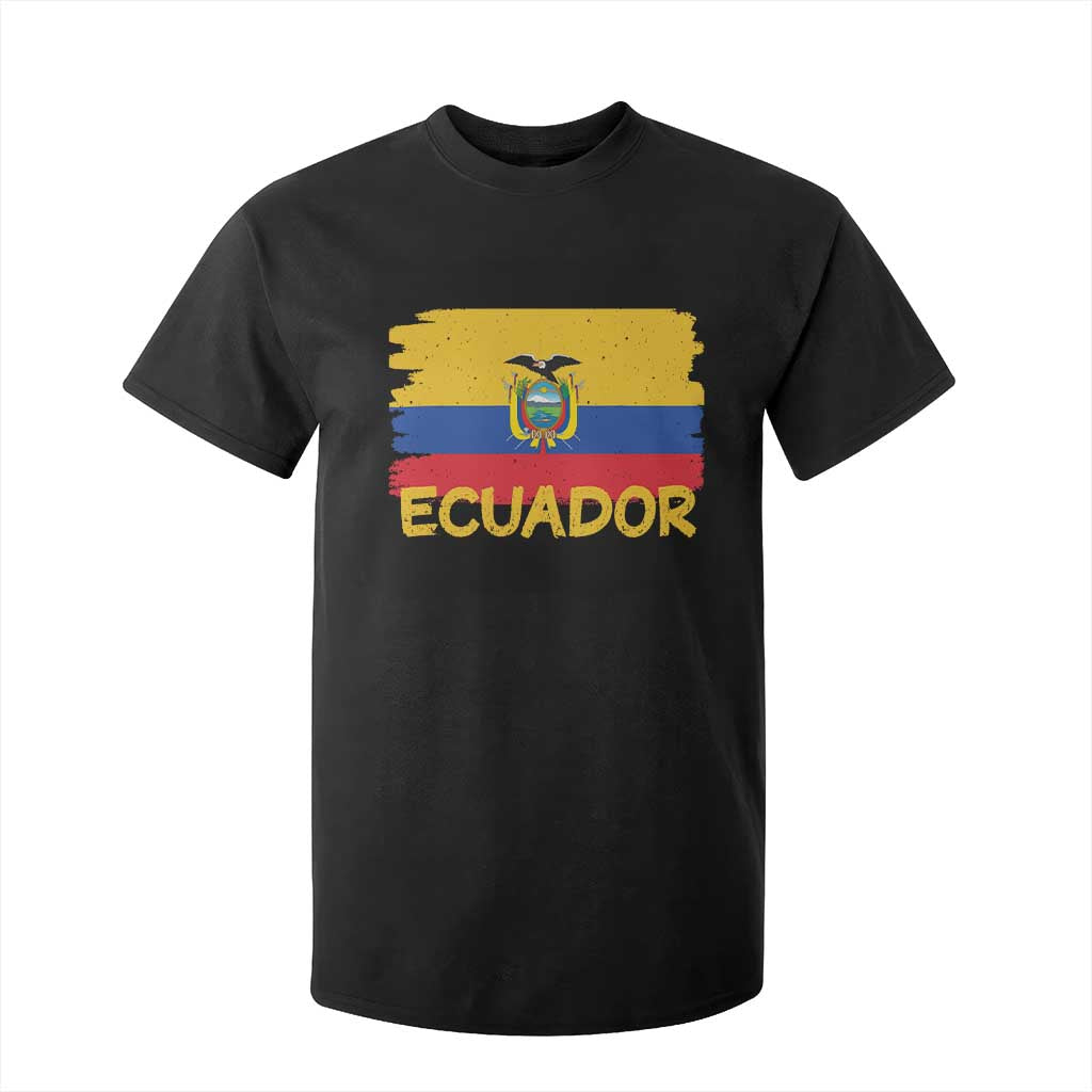 Ecuadorian Heritage Brushstroke Ecuador Flag Graphic T Shirt For Kid TS11 Black Print Your Wear