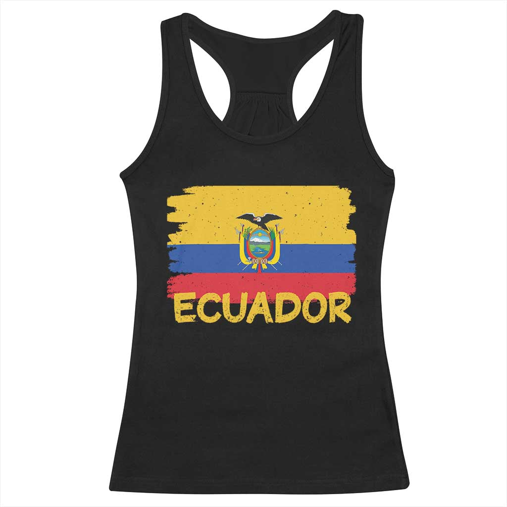 Ecuadorian Heritage Brushstroke Ecuador Flag Graphic Racerback Tank Top TS11 Black Print Your Wear