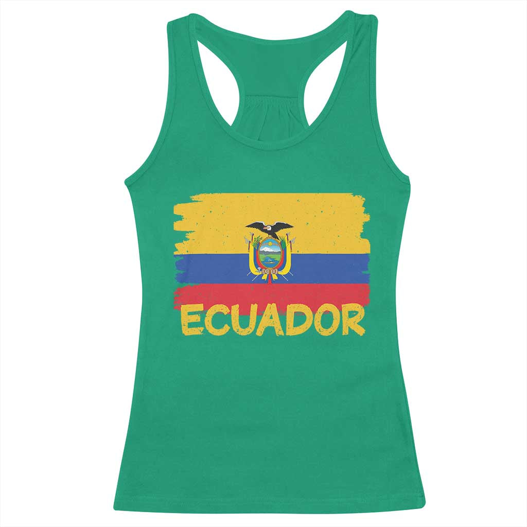 Ecuadorian Heritage Brushstroke Ecuador Flag Graphic Racerback Tank Top TS11 Irish Green Print Your Wear