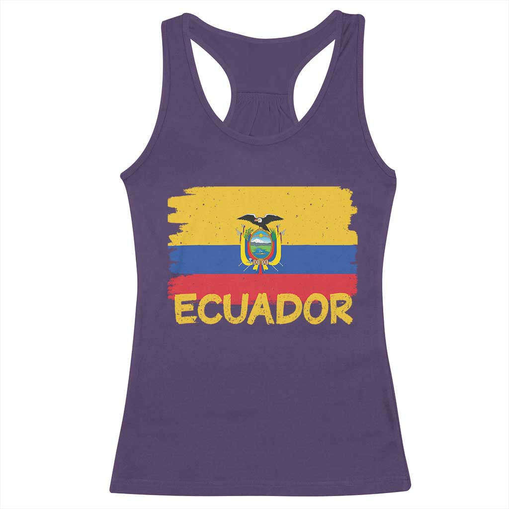 Ecuadorian Heritage Brushstroke Ecuador Flag Graphic Racerback Tank Top TS11 Purple Print Your Wear