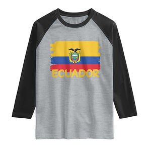 Ecuadorian Heritage Brushstroke Ecuador Flag Graphic Raglan Shirt TS11 Heather Gray Black Print Your Wear