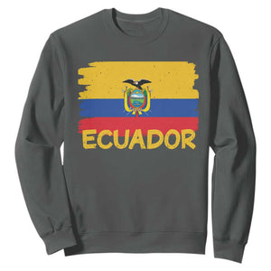Ecuadorian Heritage Brushstroke Ecuador Flag Graphic Sweatshirt TS11 Dark Heather Print Your Wear