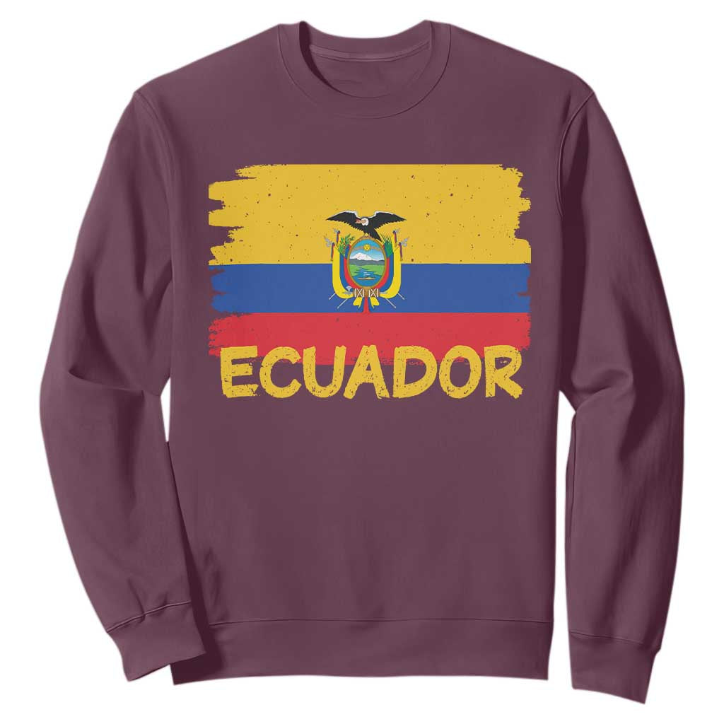 Ecuadorian Heritage Brushstroke Ecuador Flag Graphic Sweatshirt TS11 Maroon Print Your Wear