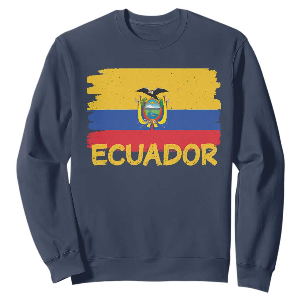 Ecuadorian Heritage Brushstroke Ecuador Flag Graphic Sweatshirt TS11 Navy Print Your Wear