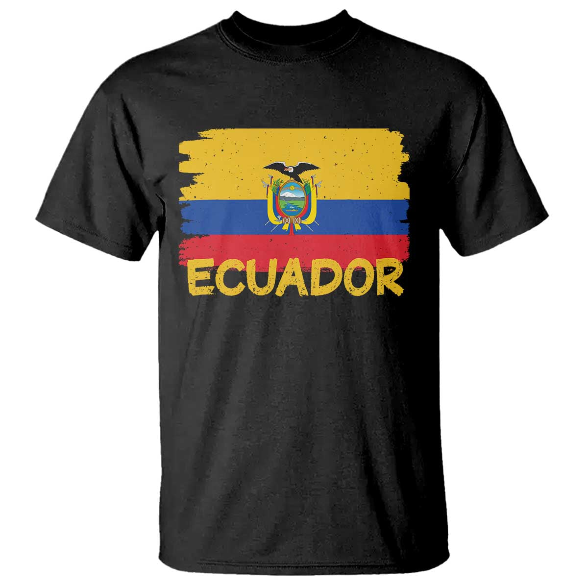 Ecuadorian Heritage Brushstroke Ecuador Flag Graphic T Shirt TS11 Black Print Your Wear