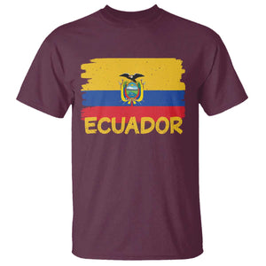 Ecuadorian Heritage Brushstroke Ecuador Flag Graphic T Shirt TS11 Maroon Print Your Wear