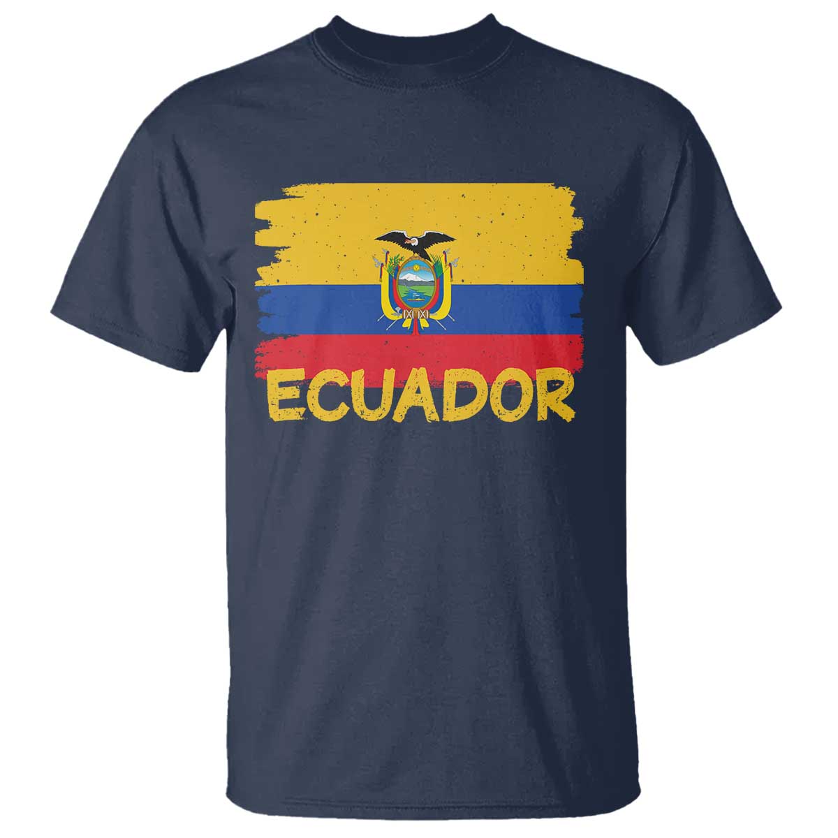 Ecuadorian Heritage Brushstroke Ecuador Flag Graphic T Shirt TS11 Navy Print Your Wear