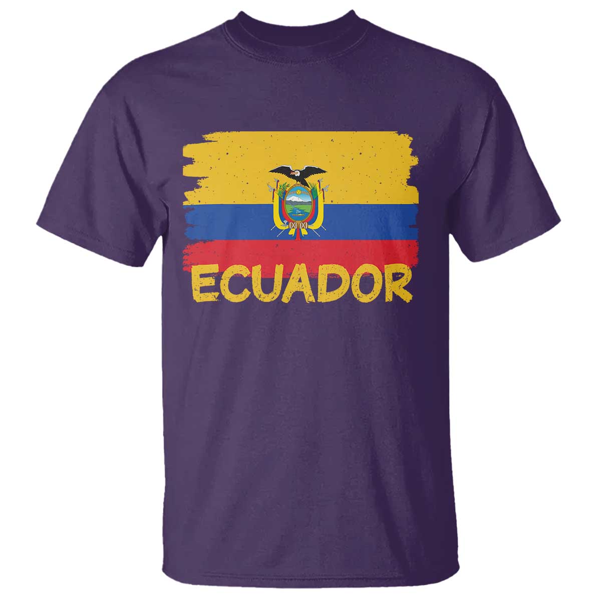 Ecuadorian Heritage Brushstroke Ecuador Flag Graphic T Shirt TS11 Purple Print Your Wear