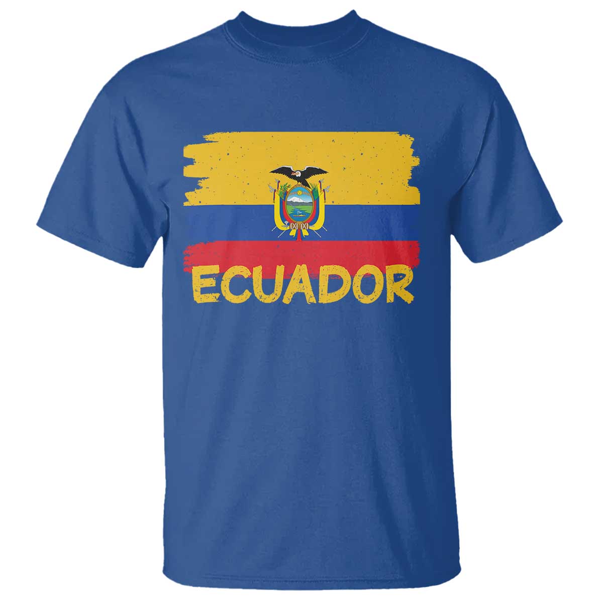 Ecuadorian Heritage Brushstroke Ecuador Flag Graphic T Shirt TS11 Royal Blue Print Your Wear