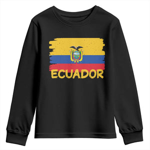 Ecuadorian Heritage Brushstroke Ecuador Flag Graphic Youth Sweatshirt TS11 Black Print Your Wear
