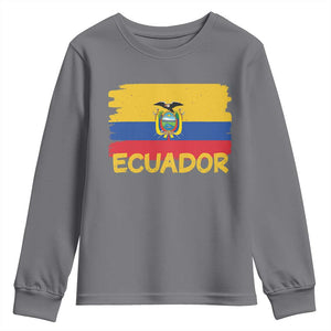 Ecuadorian Heritage Brushstroke Ecuador Flag Graphic Youth Sweatshirt TS11 Charcoal Print Your Wear