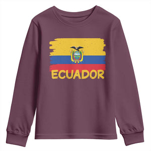 Ecuadorian Heritage Brushstroke Ecuador Flag Graphic Youth Sweatshirt TS11 Maroon Print Your Wear