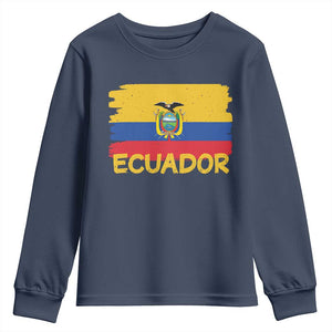 Ecuadorian Heritage Brushstroke Ecuador Flag Graphic Youth Sweatshirt TS11 Navy Print Your Wear