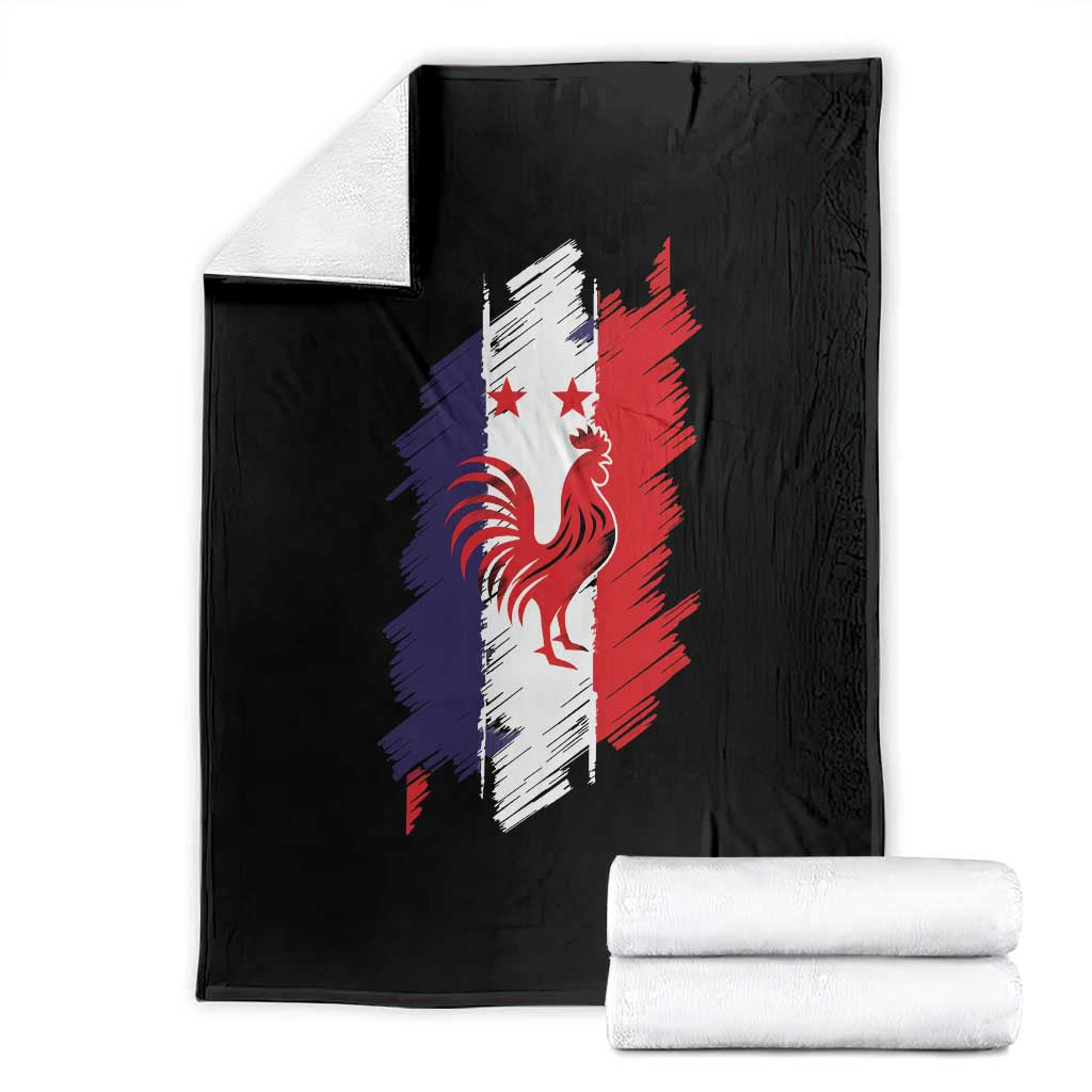 France Gallic Rooster Football Two Stars Brushstroke French Flag Graphic Throw Blanket TS11 Black Print Your Wear