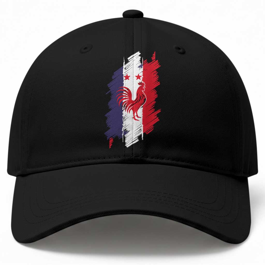 France Gallic Rooster Football Two Stars Brushstroke French Flag Graphic Baseball Cap TS11 Print Your Wear