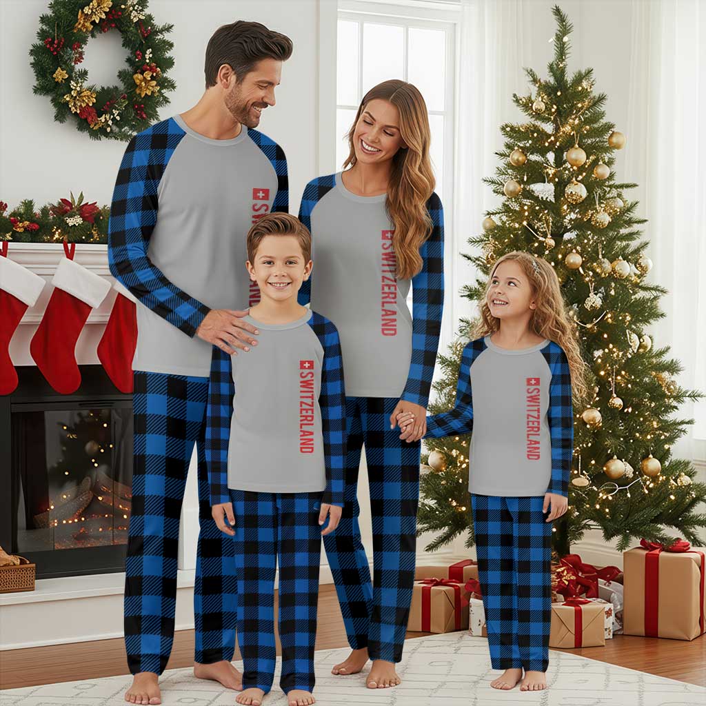 Switzerland Heritage Vintage Swiss Flag Schweiz Plaid Pajama Set TS11 Blue Plaid Print Your Wear