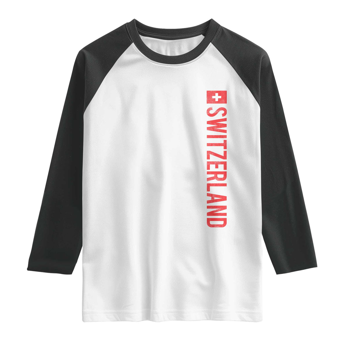 Switzerland Heritage Vintage Swiss Flag Schweiz Raglan Shirt TS11 White Black Print Your Wear