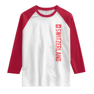 Switzerland Heritage Vintage Swiss Flag Schweiz Raglan Shirt TS11 White Red Print Your Wear