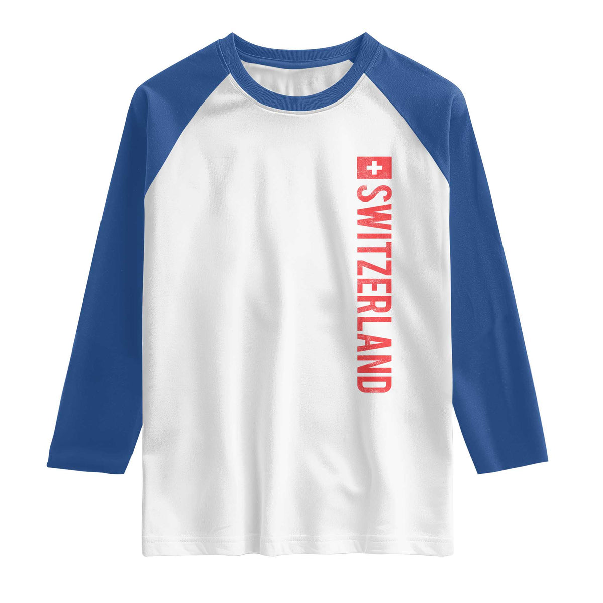 Switzerland Heritage Vintage Swiss Flag Schweiz Raglan Shirt TS11 White Royal Print Your Wear