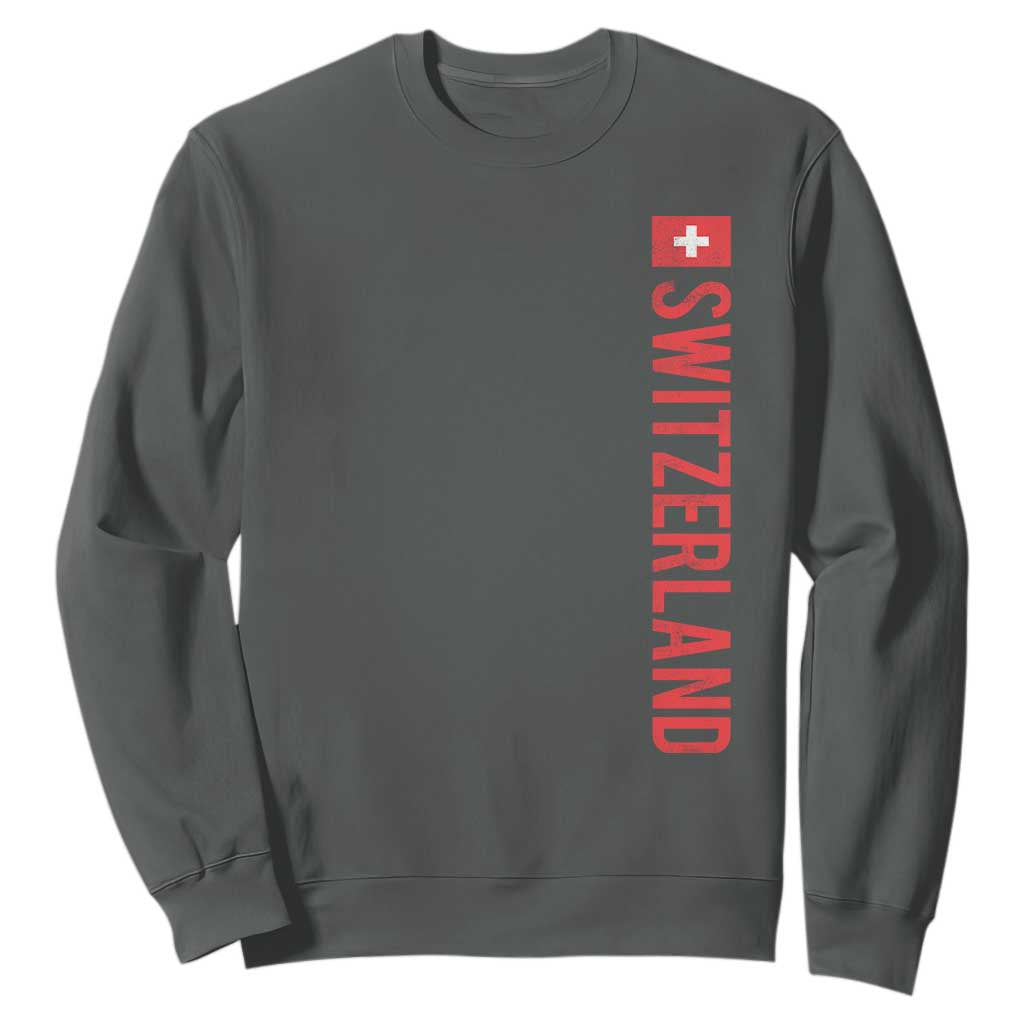Switzerland Heritage Vintage Swiss Flag Schweiz Sweatshirt TS11 Dark Heather Print Your Wear