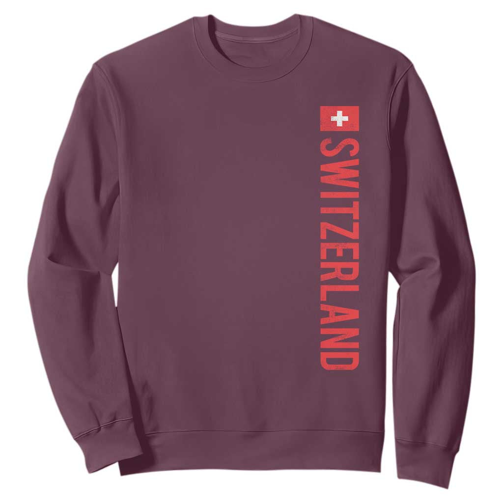 Switzerland Heritage Vintage Swiss Flag Schweiz Sweatshirt TS11 Maroon Print Your Wear