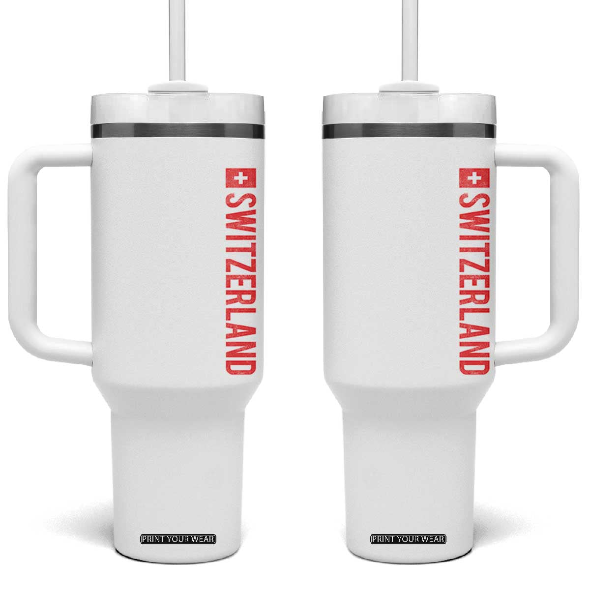 Switzerland Heritage Vintage Swiss Flag Schweiz Tumbler With Handle TS11 One Size: 40 oz White Print Your Wear