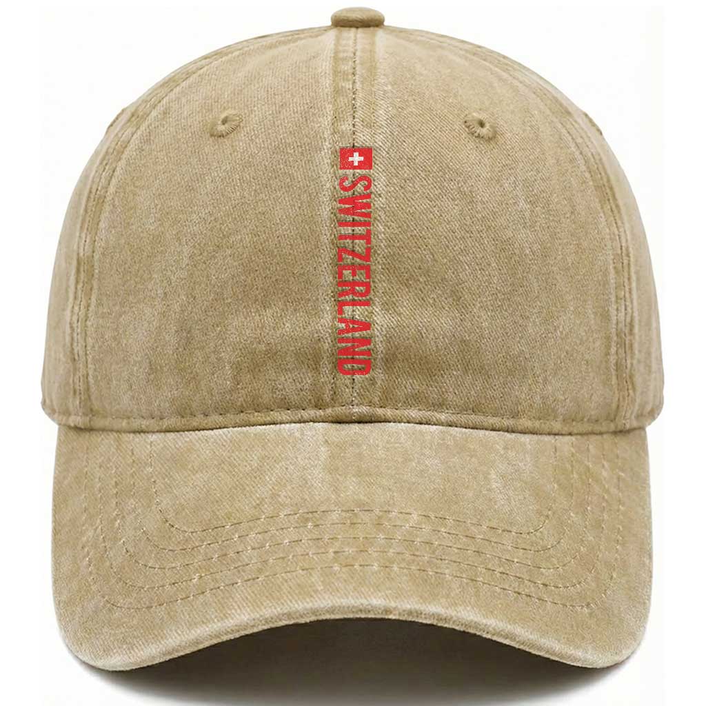 Switzerland Heritage Vintage Swiss Flag Schweiz Washed Cotton Baseball Cap TS11 Print Your Wear