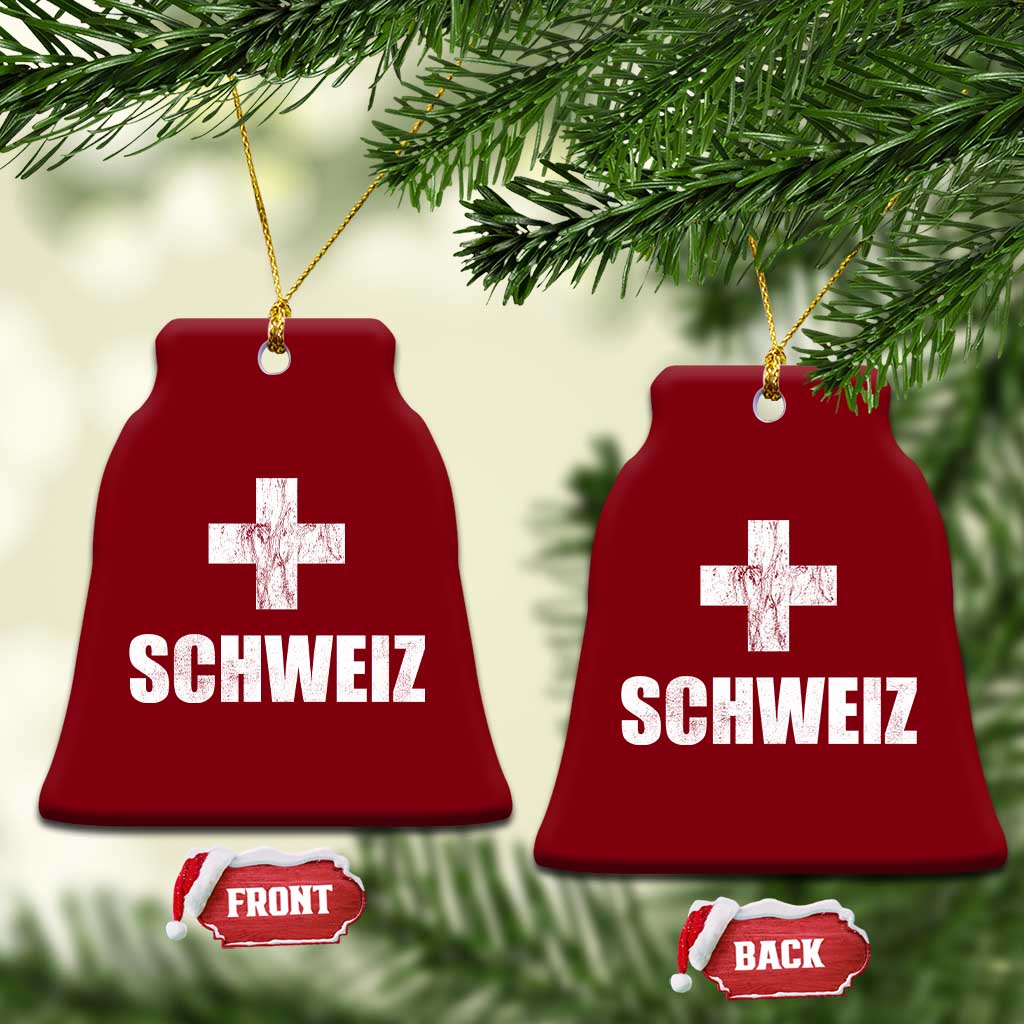 Schweiz Swiss German Vintage Cross Flag Switzerland Roots Ceramic Ornament TS11 Print Your Wear