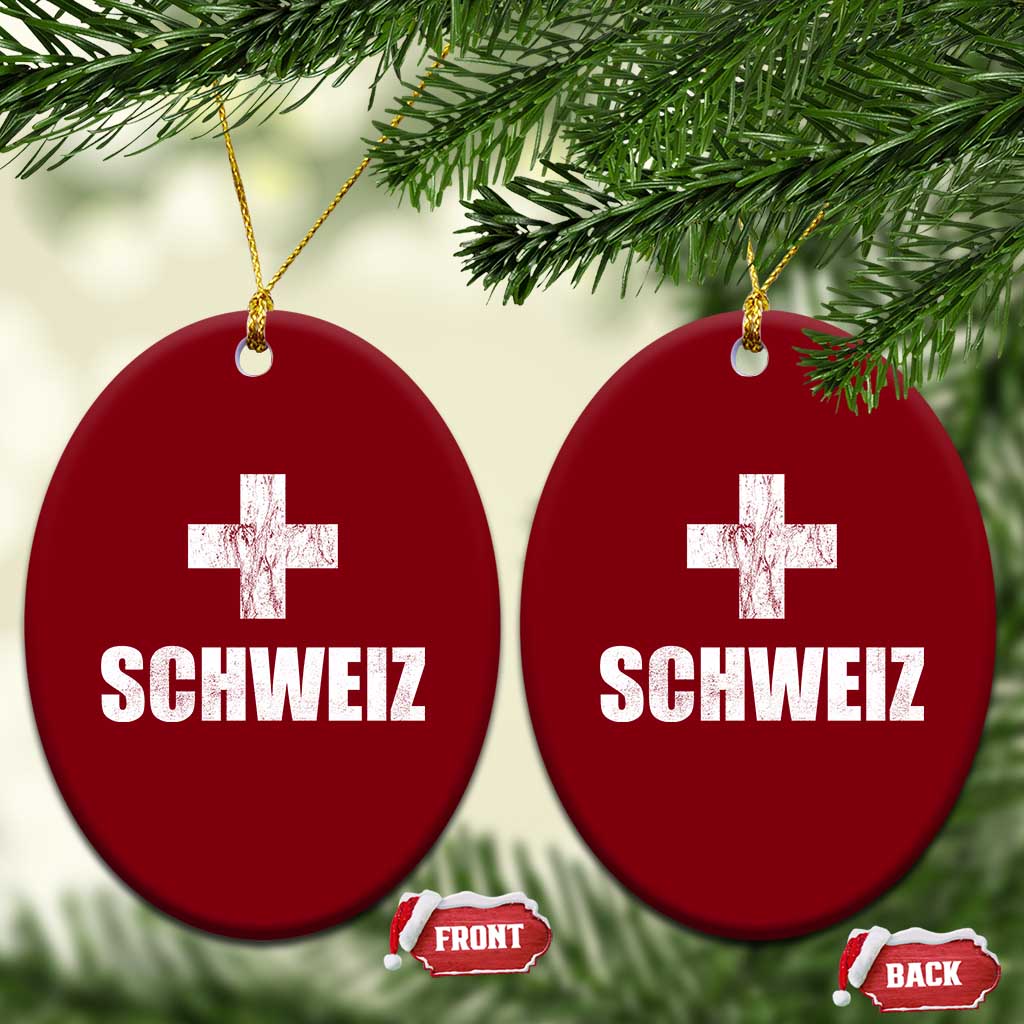 Schweiz Swiss German Vintage Cross Flag Switzerland Roots Ceramic Ornament TS11 Print Your Wear