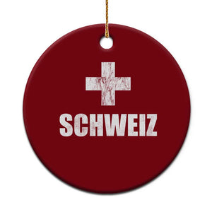 Schweiz Swiss German Vintage Cross Flag Switzerland Roots Ceramic Ornament TS11 1pc Red Print Your Wear