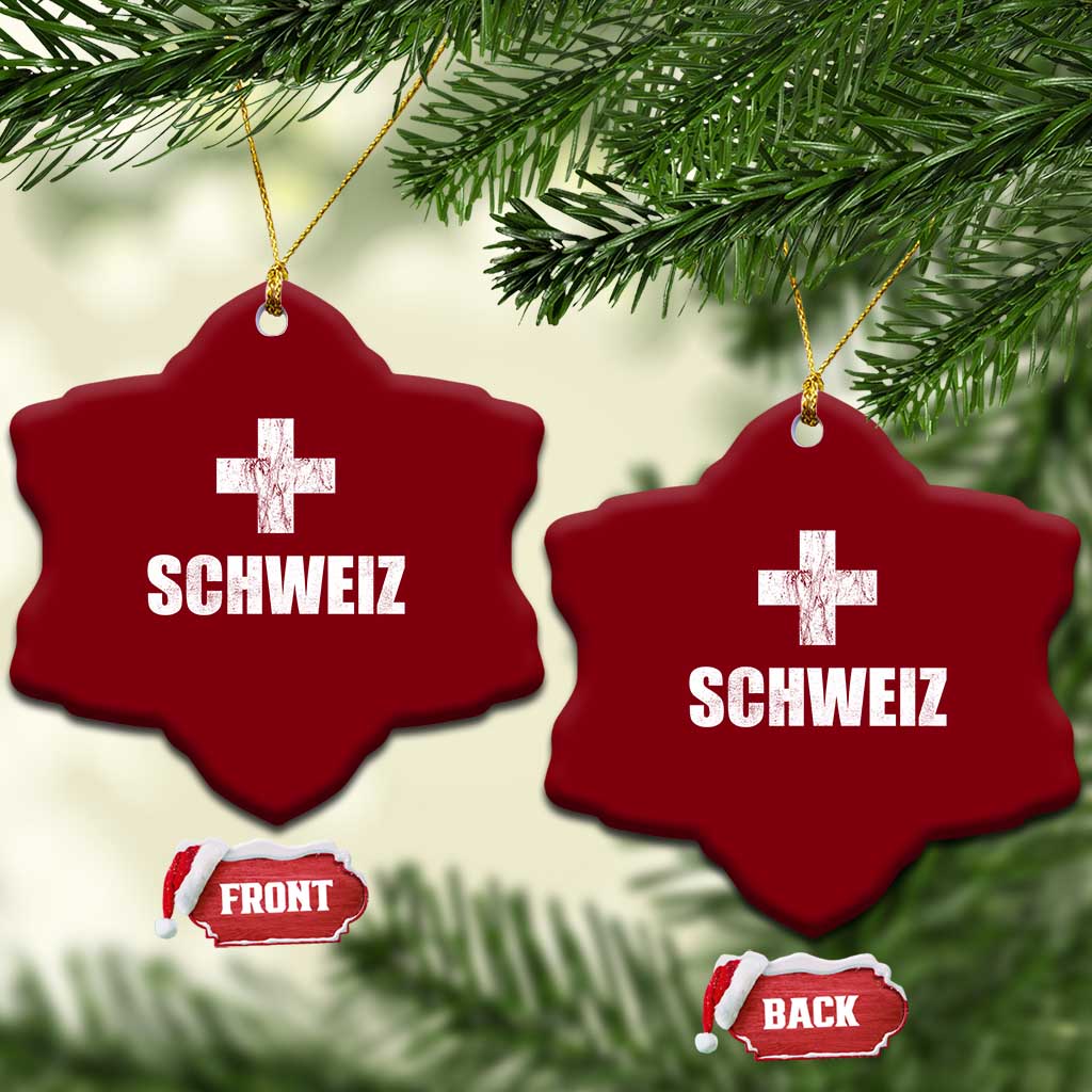Schweiz Swiss German Vintage Cross Flag Switzerland Roots Ceramic Ornament TS11 Print Your Wear