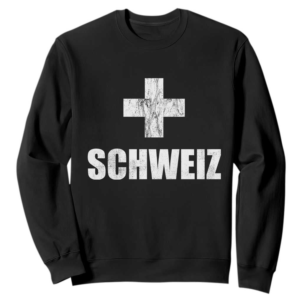 Schweiz Swiss German Vintage Cross Flag Switzerland Roots Sweatshirt TS11 Black Print Your Wear