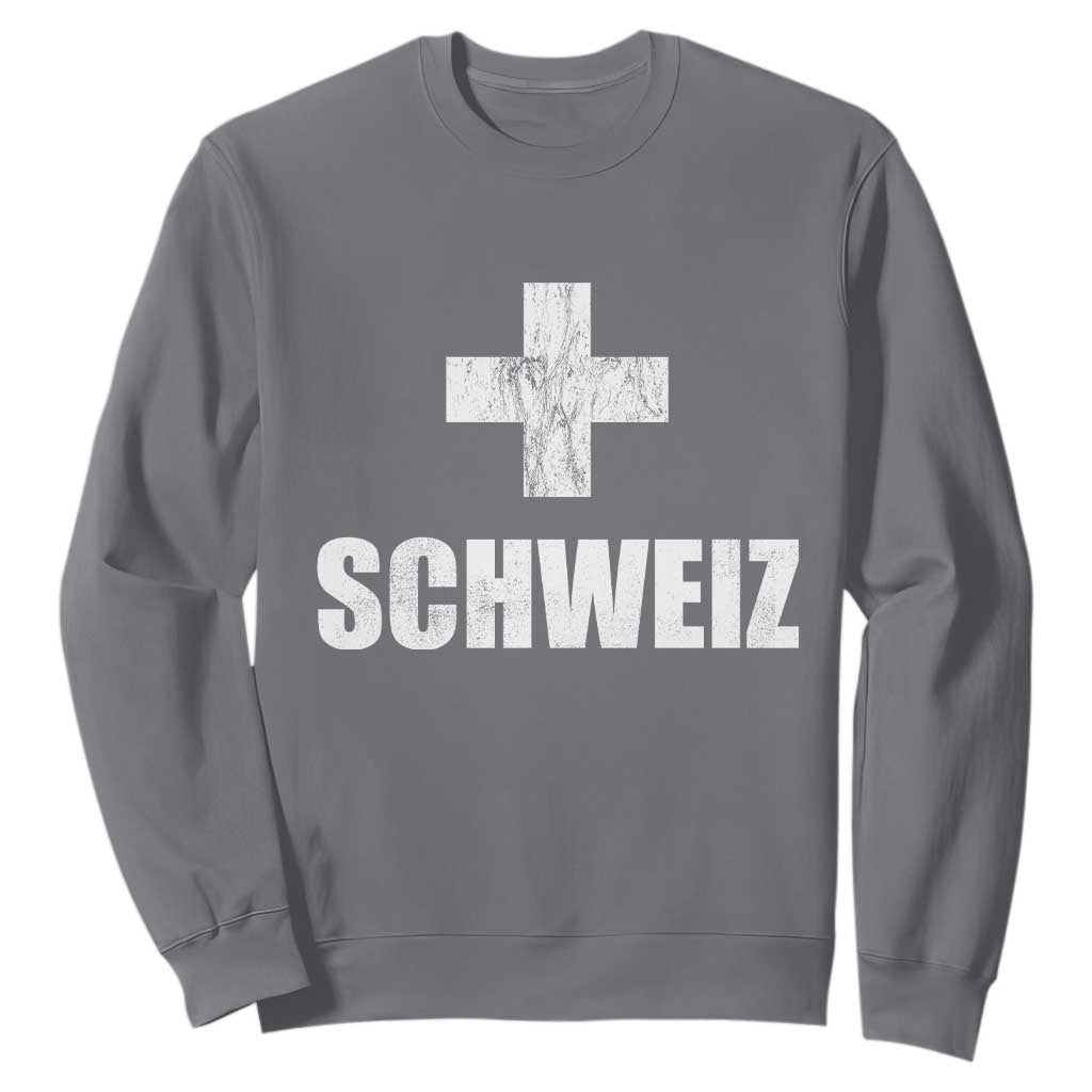 Schweiz Swiss German Vintage Cross Flag Switzerland Roots Sweatshirt TS11 Charcoal Print Your Wear