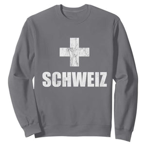 Schweiz Swiss German Vintage Cross Flag Switzerland Roots Sweatshirt TS11 Charcoal Print Your Wear