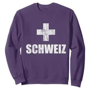 Schweiz Swiss German Vintage Cross Flag Switzerland Roots Sweatshirt TS11 Purple Print Your Wear