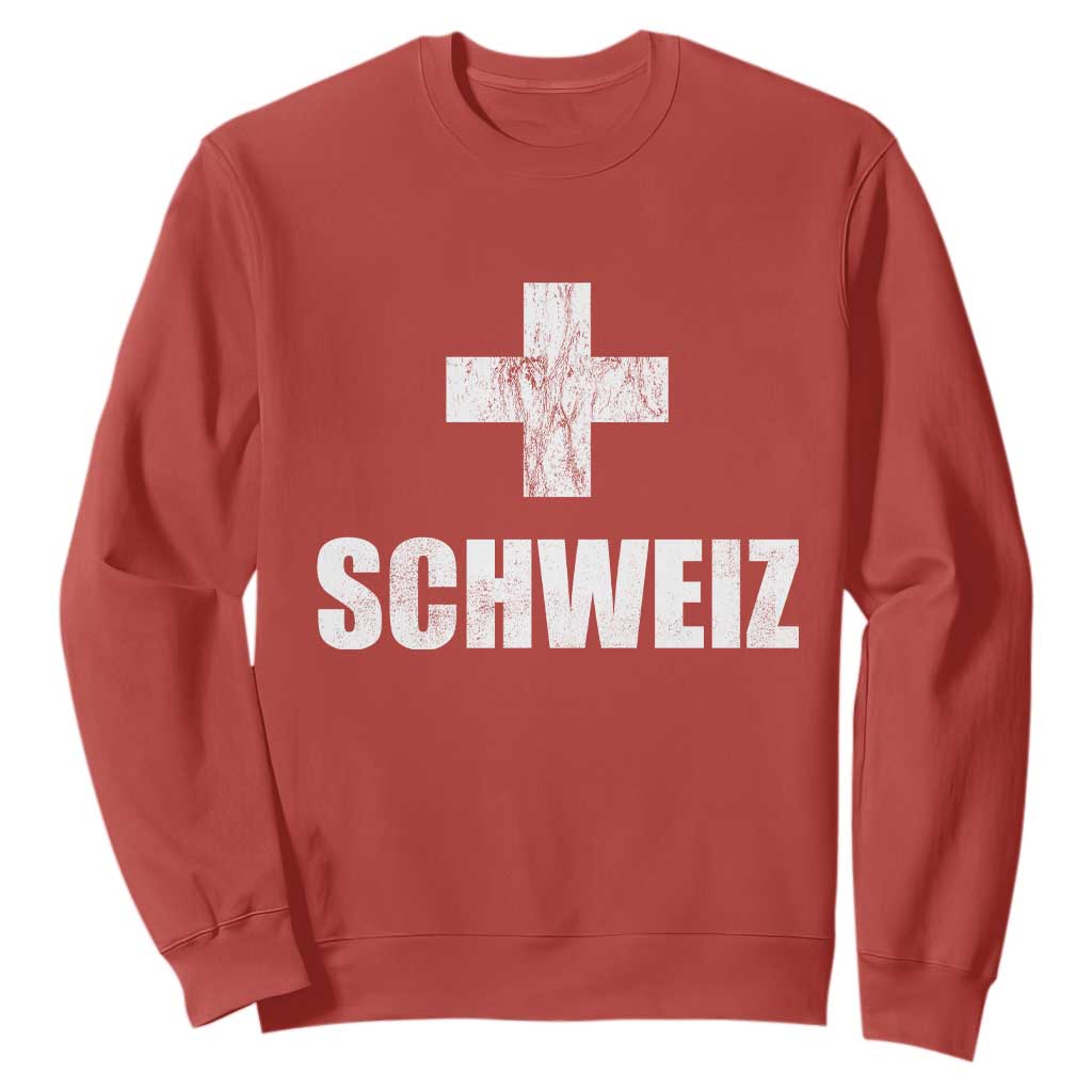 Schweiz Swiss German Vintage Cross Flag Switzerland Roots Sweatshirt TS11 Red Print Your Wear