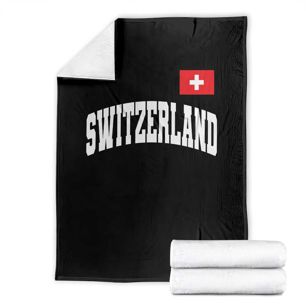 Switzerland Sports Throwback Design Throw Blanket Vintage Swiss Flag Soccer Jersey Style TS11 Black Print Your Wear