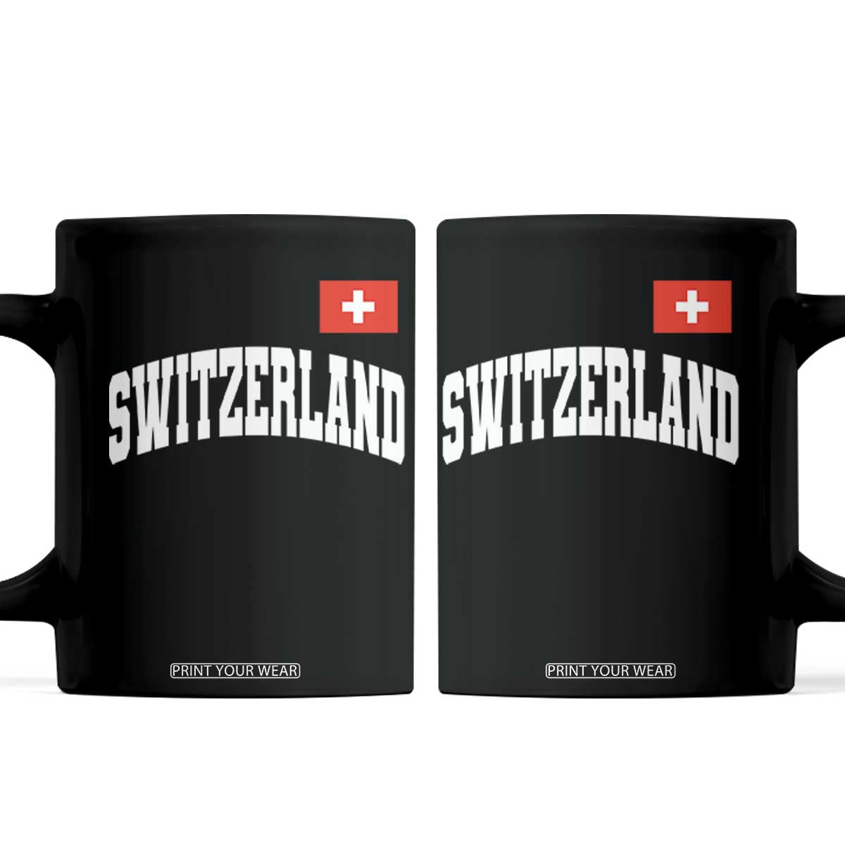 Switzerland Sports Throwback Design Coffee Mug Vintage Swiss Flag Soccer Jersey Style TS11 Black Print Your Wear