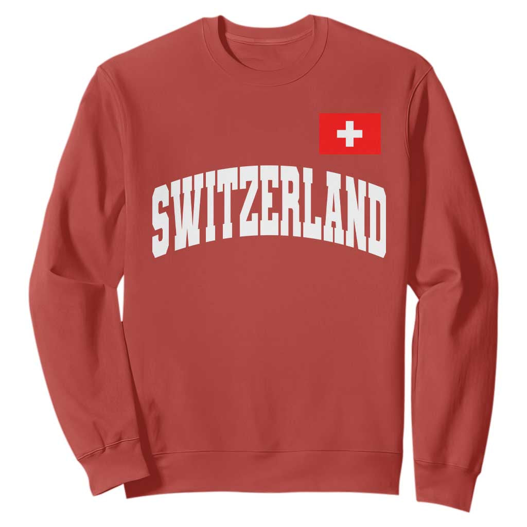 Switzerland Sports Throwback Design Sweatshirt Vintage Swiss Flag Soccer Jersey Style TS11 Red Print Your Wear
