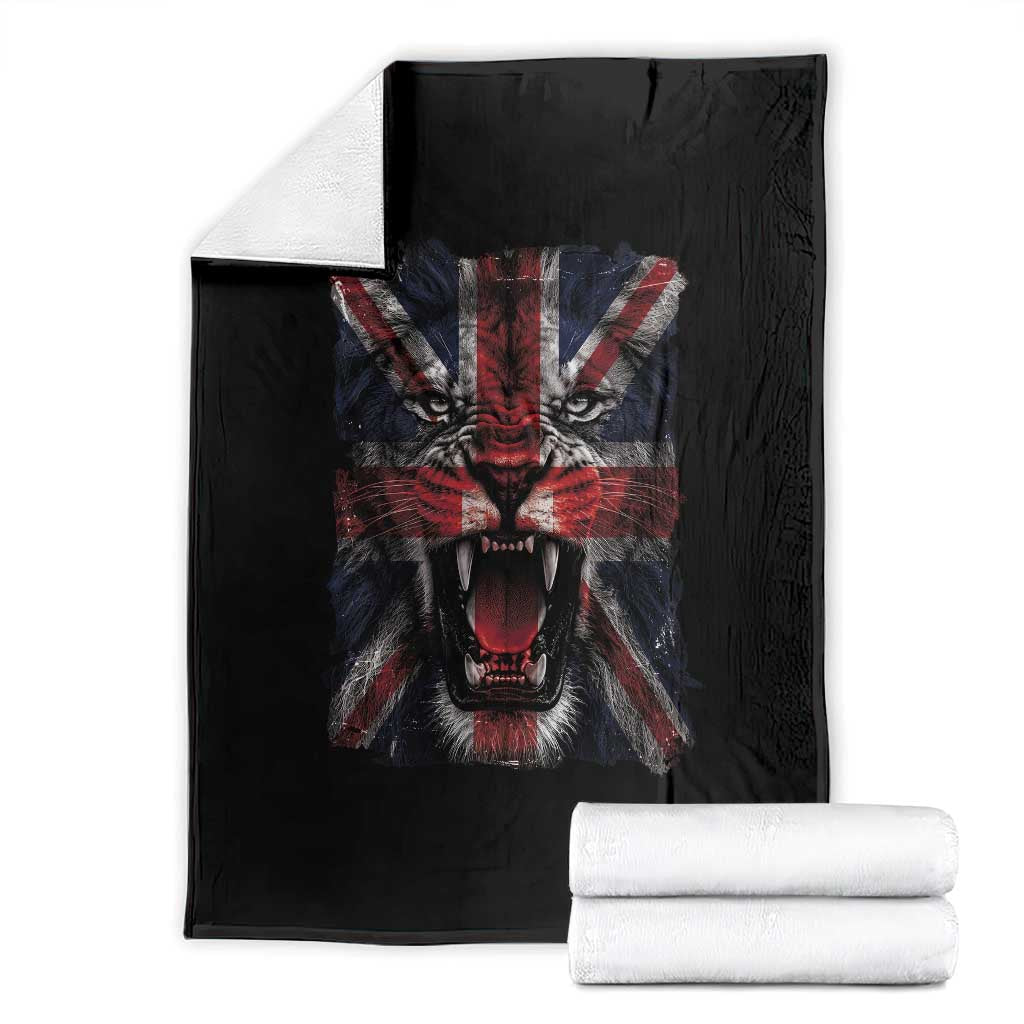 Union Jack Flag Lion Face UK British Great Britain Throw Blanket TS11 Black Print Your Wear