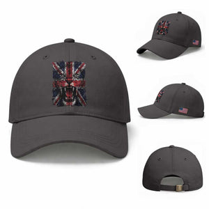 Union Jack Flag Lion Face UK British Great Britain Baseball Cap TS11 Baseball Cap Universal Fit Dark Gray Print Your Wear